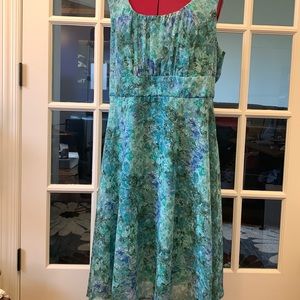 Dress Barn size 16 teal and blue no sleeve floral dress